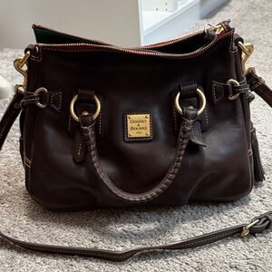 Dooney & Bourke Brown Leather Satchel with Braided Handles